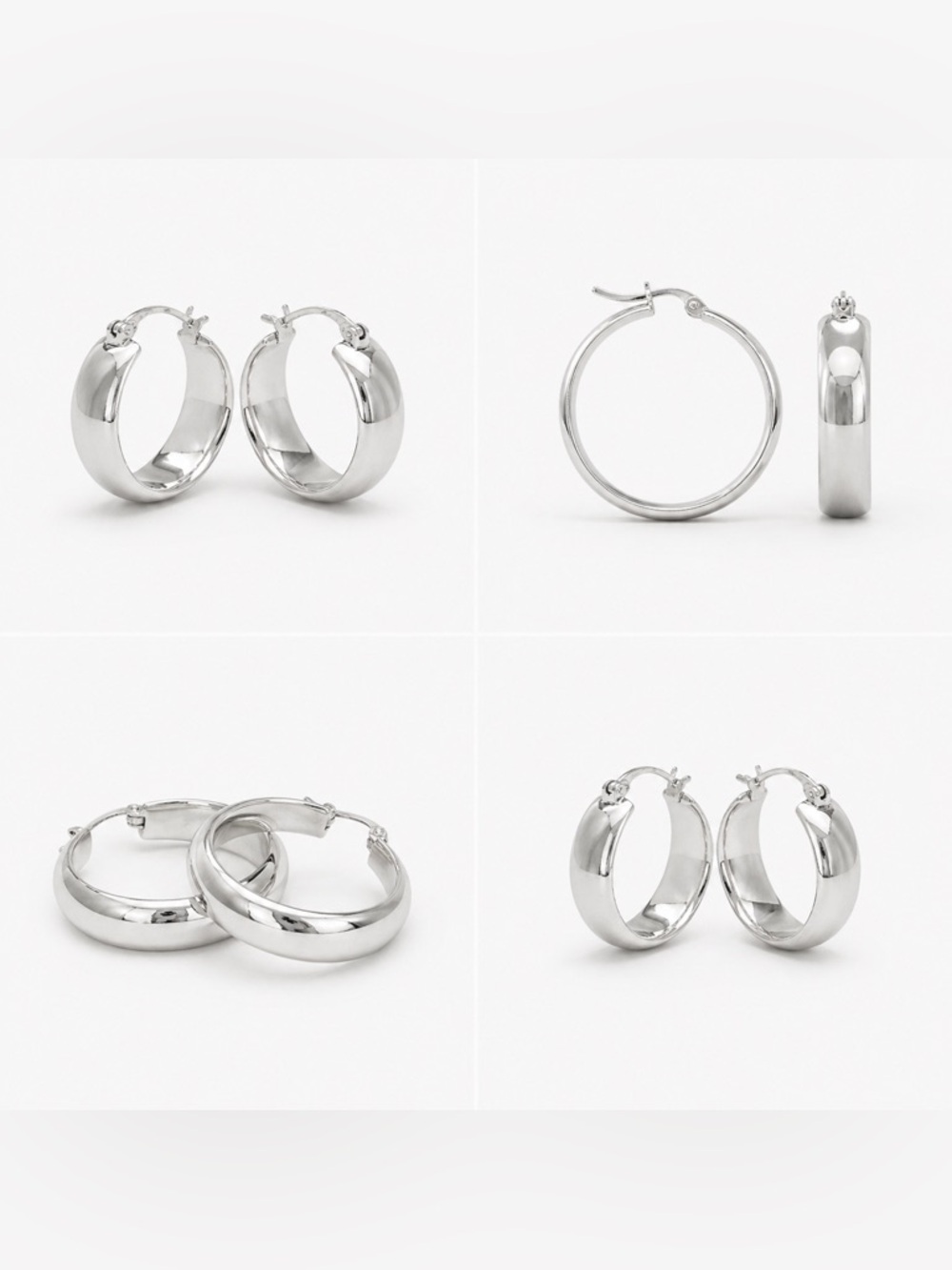 Senteria Sterling Silver Hoop Earrings Chunky Classic Hoops  Marked 925